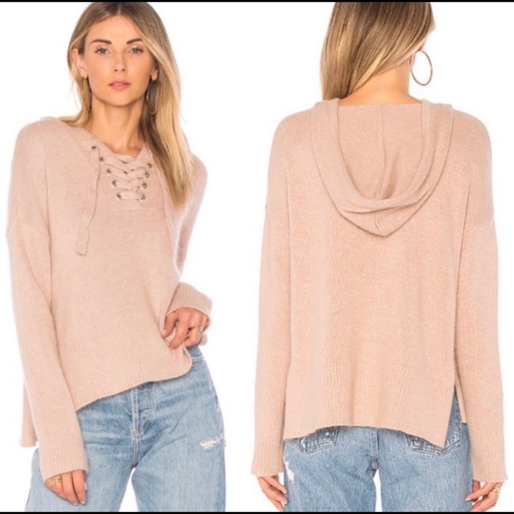 Endless Rose Lace Up Sweater in Powder Blush Small
